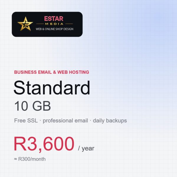 business-email-web-hosting-standard-square Business Email & Web Hosting Standard plan, 10 GB, R3,600 per year
