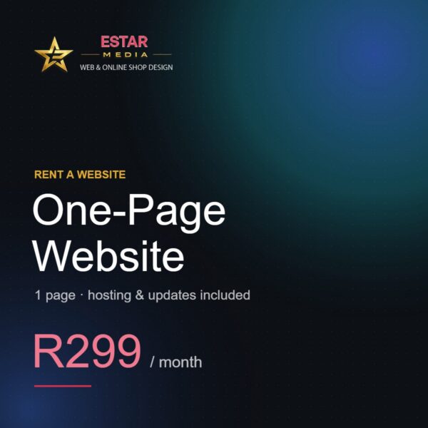 Rent a website: One-Page Website, R299 per month